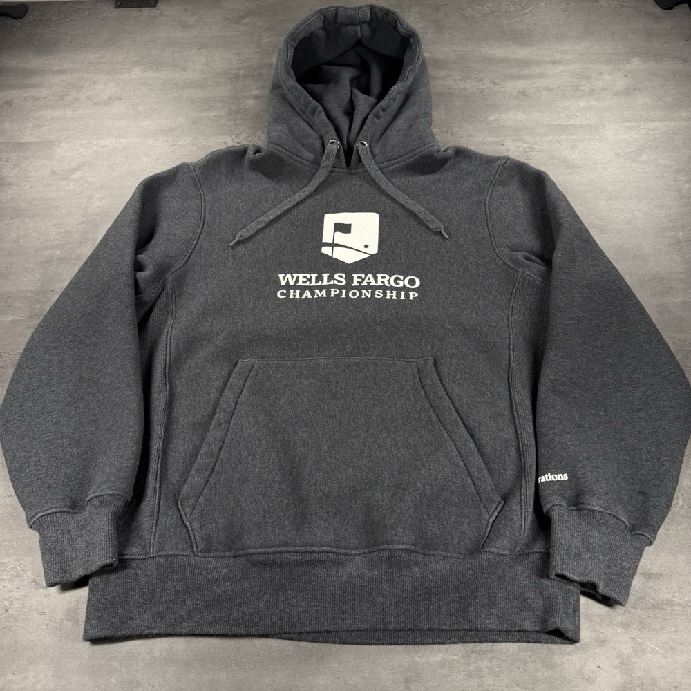 Wells Fargo Championship Hoodie Adult Large Gray Reverse‎ Weave Baggy Crop Fit